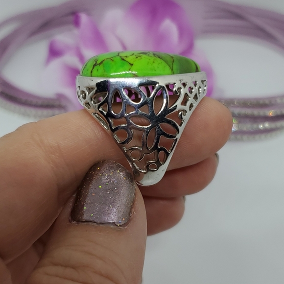 Green turquoise ring size 7 - Picture 3 of 7